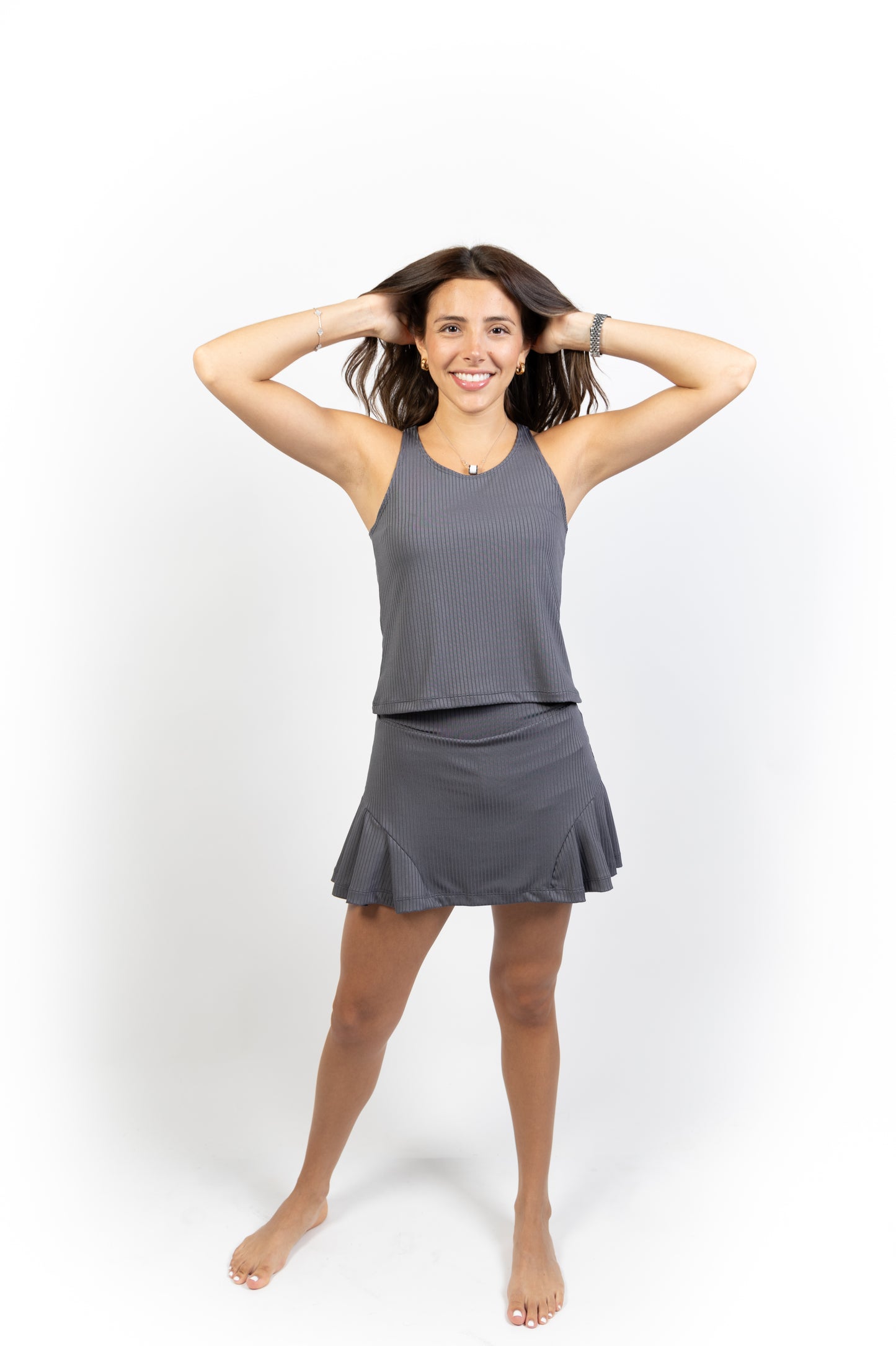 Grey Ribbed Skort