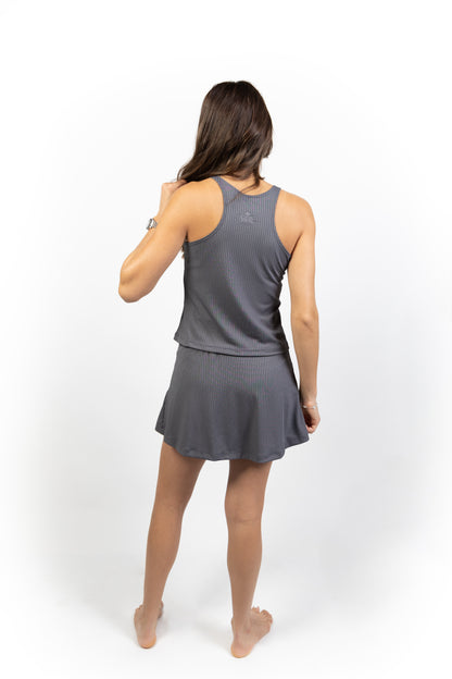 Grey Ribbed Skort